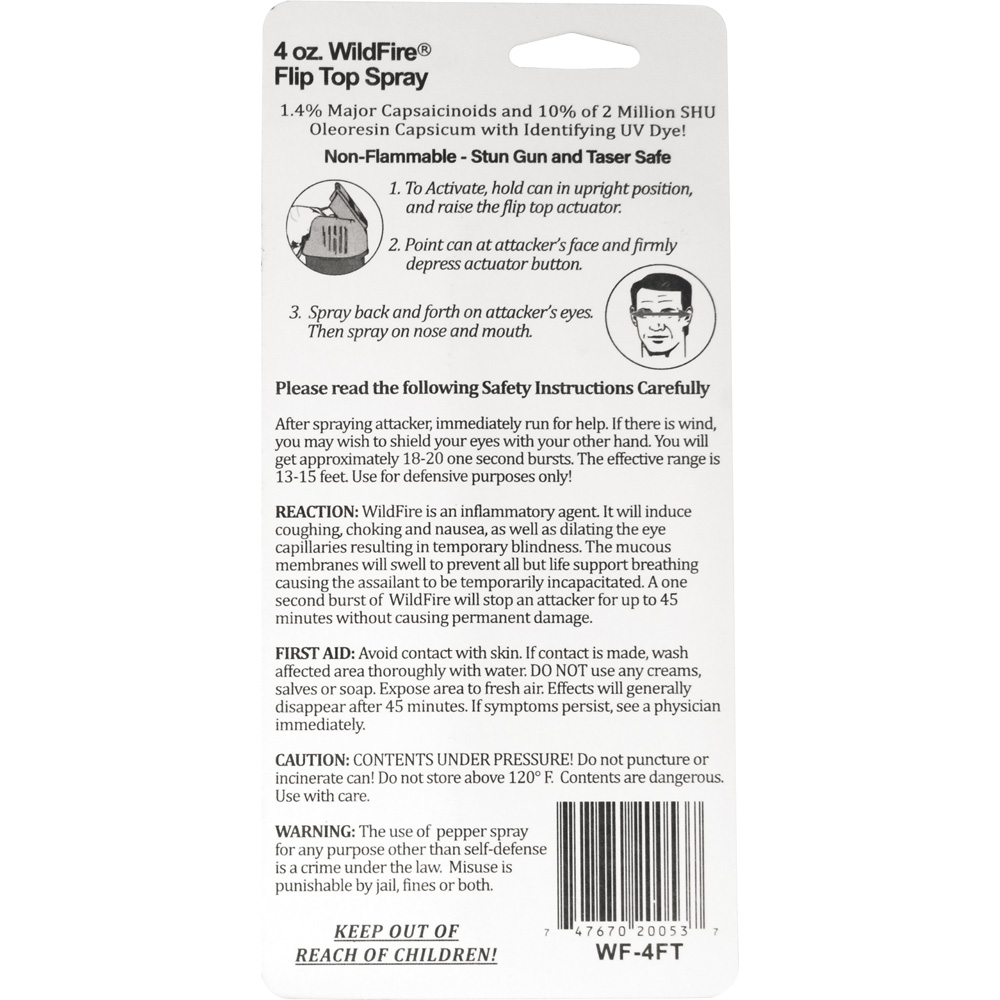 Wildfire 1.4% MC 4 oz pepper spray flip top view 2